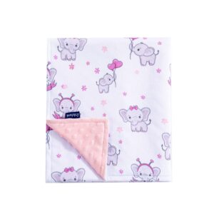 qsteheml baby blankets super soft for boys girls, pink minky lightweight elephant blanket with double layer unisex newborn travel blanket for toddler nursery crib stroller, 30x40 inches