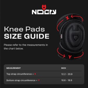 NoCry Supportive Sports and Gardening Knee Pads; Unique Adjustable Straps; Soft Knee Pads & Clear Safety Glasses; Adjustable Frames and No-Slip Grips; Scratch Resistant Anti Fog, Black & Red