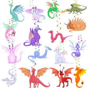 32 pcs dragon party decorations for girls, pink dragon birthday party supplies, dragon birthday decorations, dragon hanging swirl, dragon party favor, dragon hanging decor for wall ceiling door window