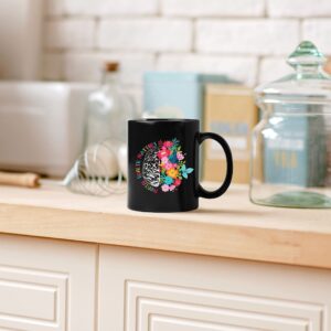 QUICQOD Mental Health Matters Flower Brain Ceramic Mug 11 Ounce, Mental Health Coffee Tea Milk Mug Cup for Home School Counselling Office Therapy Office Decor, Gifts for Therapist Teens Adults Kids