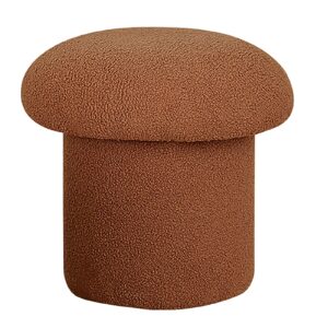 qqxx sherpa round ottoman stool,soft foot stool footrest mushroom shape,dressing makeup chair,velvet upholstered ottoman pouf,comfortable seat for living room, bedroom, entrance sofa stool