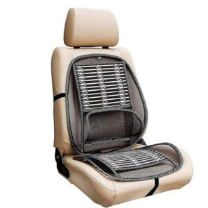 Doxenem Ergonomic Car Seat Office Chair Bamboo Chip Cover Cushion with Wire Mesh Lumbar Back Support,Breathable Black Mesh with Strap Comfortable Ventilate Support Cushion Pad, for Back Pain Relief