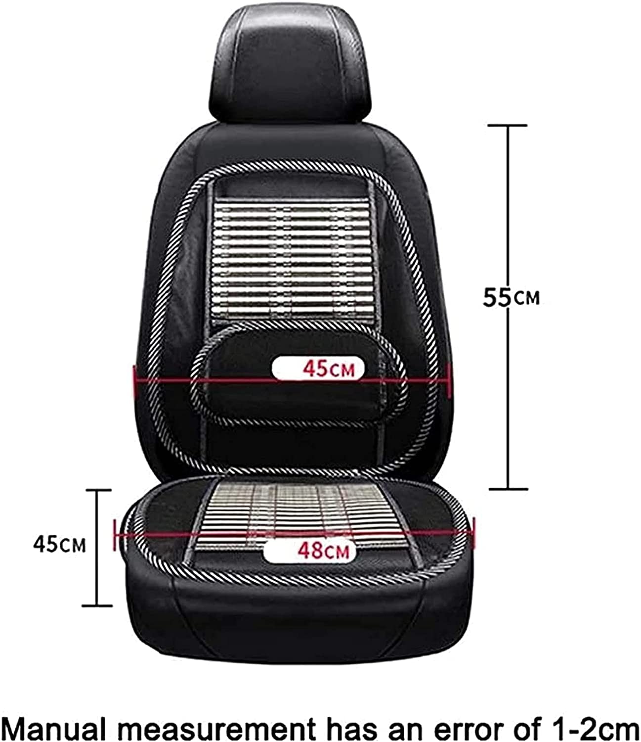 Doxenem Ergonomic Car Seat Office Chair Bamboo Chip Cover Cushion with Wire Mesh Lumbar Back Support,Breathable Black Mesh with Strap Comfortable Ventilate Support Cushion Pad, for Back Pain Relief