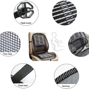 Doxenem Ergonomic Car Seat Office Chair Bamboo Chip Cover Cushion with Wire Mesh Lumbar Back Support,Breathable Black Mesh with Strap Comfortable Ventilate Support Cushion Pad, for Back Pain Relief