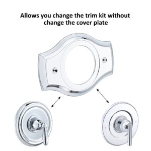 Renovation Shower Cover Plate for 2-Handle or 3-Handle to 1-Handle Shower Updates, Chrome