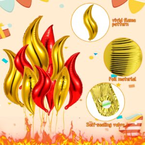 Shappy 26 Pcs Fire Balloons Firefighter Birthday Party Decorations 24 Inch Flame Balloons Fake Campfire Red and Gold Balloon for Fire Truck Fireman Party Supplies Summer Camping