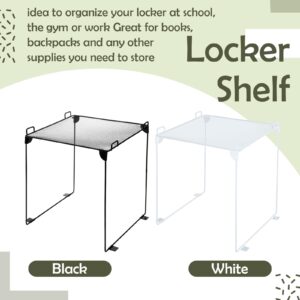 Panelee Locker Shelf for School Collapsible Locker Organizer Stackable Metal Locker Organization Gym Locker Accessories for Standard Size Locker Work Kitchen Office Bathroom (White, Single Layer)