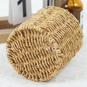 Cabilock Pen Holder Desktop Sundries Organizer Boho Desk Accessories Rattan Storage Bins Pen Cup Table Pen Organizer Pencil Holder Willow Basket Plastic Office Multifunction