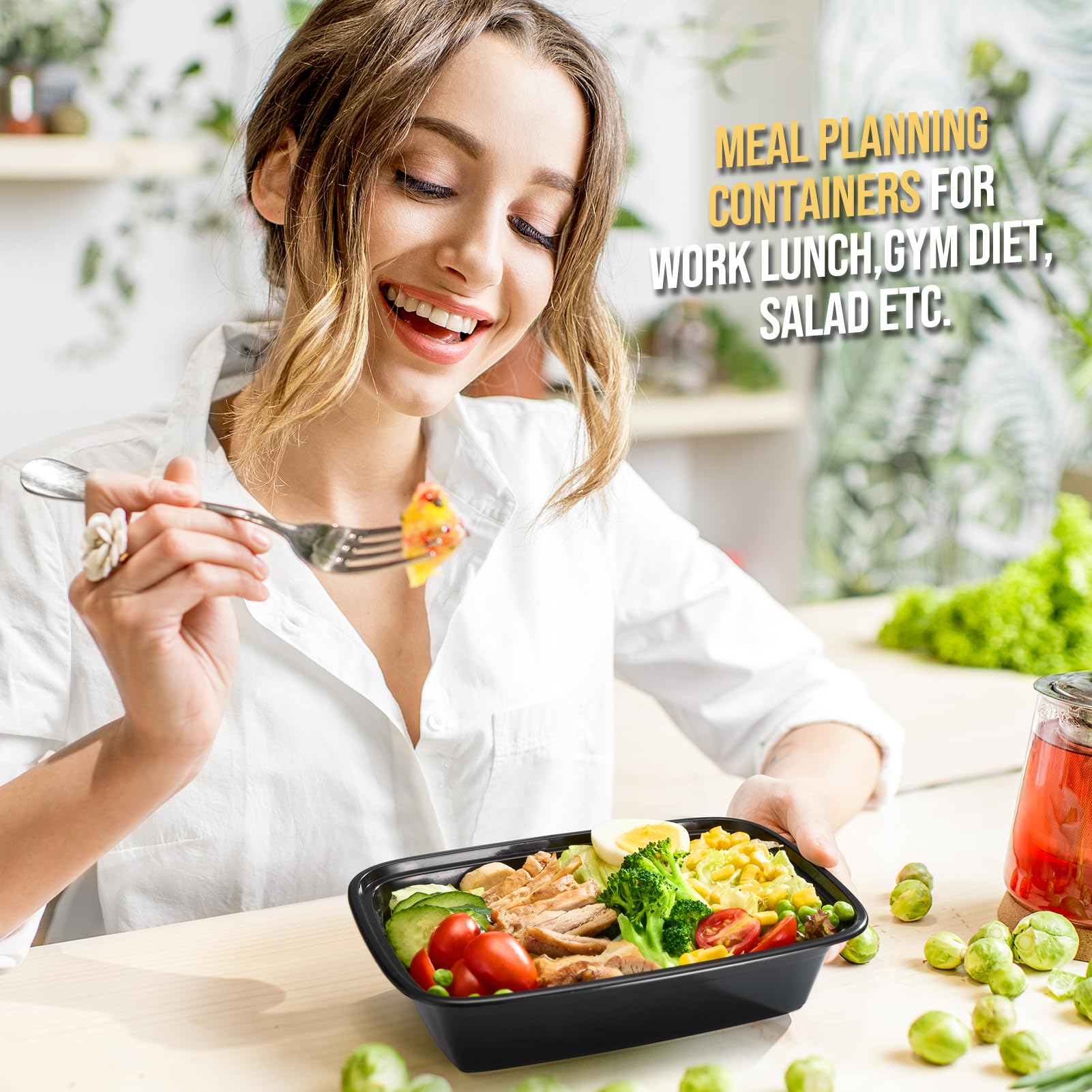 Glotoch 50 Pack【34OZ】Meal Prep Container Microwave Safe,Upgrade Durable Food Storage Containers With Lids,To Go Containers For Lunch/Takeout/Travel BPA-free, Stackable,Dishwasher/Freezer Safe