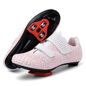asphodelus cycling shoes compatible with peloton shoes women indoor spin road bike shoes wide riding shoes pink 9.5