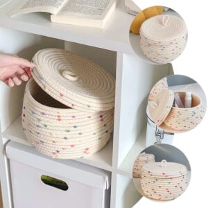 Cabilock Rope Storage Basket Countertop Baskets Woven Storage Basket Laundry Hamper Storage Baskets for Organizing Round Basket with Lid Sundries Organizer Shelf To Weave Rattan Cotton Rope