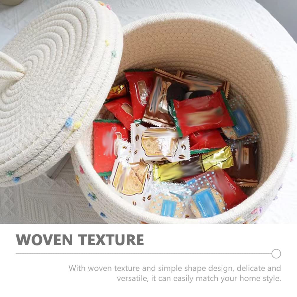 Cabilock Rope Storage Basket Countertop Baskets Woven Storage Basket Laundry Hamper Storage Baskets for Organizing Round Basket with Lid Sundries Organizer Shelf To Weave Rattan Cotton Rope