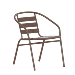 flash furniture lila bronze metal restaurant stack chair with metal slats