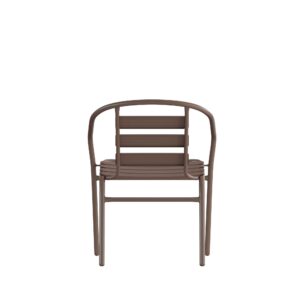 Flash Furniture Lila Bronze Metal Restaurant Stack Chair with Metal Slats