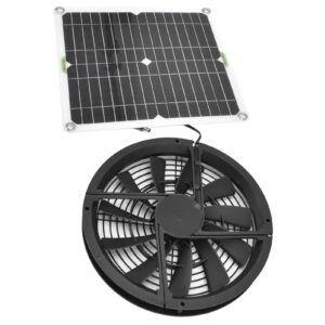 solar power fan, solar fan for greenhouse with 100w waterproof solar panel and 9.8 inch high speed greenhouse fan, wall mount solar fan for chicken coop, dog houses, greenhouses, rv roof
