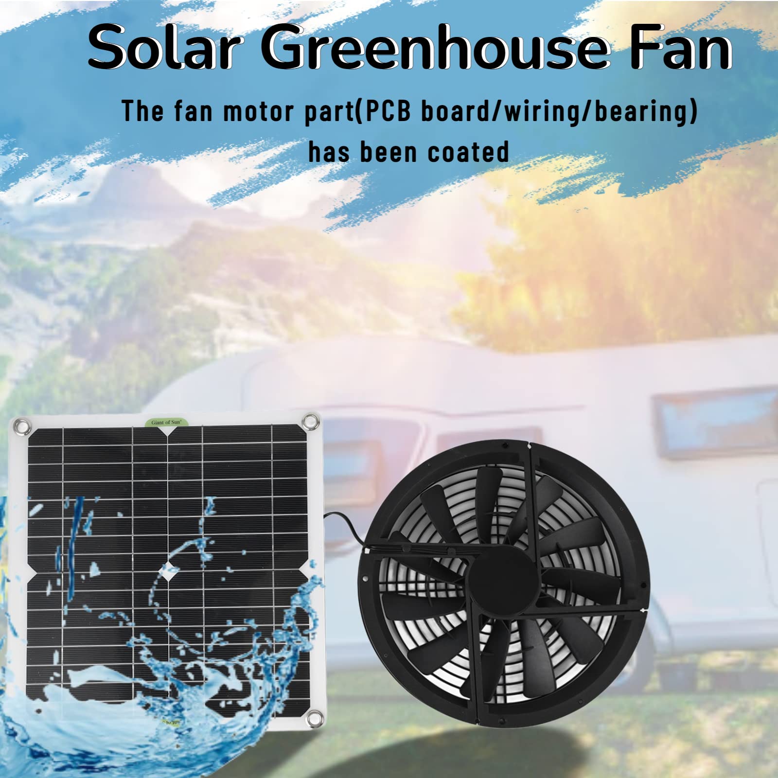 Solar Power Fan, Solar Fan For Greenhouse With 100w Waterproof Solar Panel and 9.8 Inch High Speed Greenhouse Fan, Wall Mount Solar Fan For Chicken Coop, Dog Houses, Greenhouses, Rv Roof