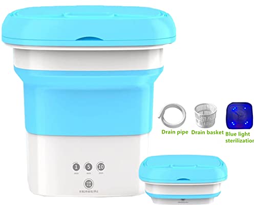 Portable Washing Machine 4.5L Mini Foldable Small Machine for Apartment, Laundry, Camping, RV, Travel, Underwear, Socks, Baby clothes Lightweight and Easy to Carry (Blue)