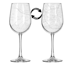 16 oz tall stemmed wine glass for red or white wine wrap around city map dublin, ireland