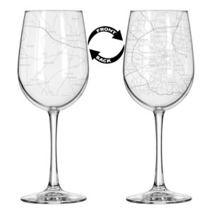 16 oz Tall Stemmed Wine Glass for Red or White Wine Wrap Around City Map Dublin, Ireland