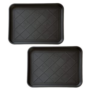 Stalwart All-Weather Boot Tray, Indoor Outdoor Doormat for All Seasons, 2 pk Small, Black