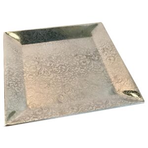 india handicrafts 71239 silver tone square filigree 12 x 12 stainless steel decorative serving tray platter