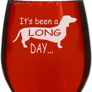 CARVELITA It's Been A Long Day 15oz Engraved, Sarcastic Gifts For Best Friends, Cute Funny Stemless Dachshund Wine Glass, For Her, Mom, Wife, Girlfriend, Sister, Grandmother, Aunt, Friends