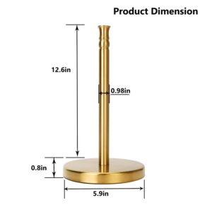 Sfemn Paper Towel Holder Countertop, Weighted Base for One-Handed Tear, Free Standing Paper Towel Holder Stand, Stainless Steel Paper Towel Dispenser for Kitchen Countertop (Brushed Gold)