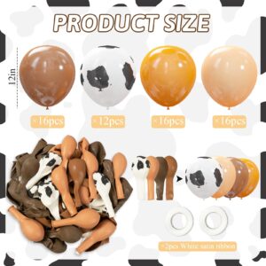 60pcs Western Party Decorations Cow Balloons - 12" Brown Cow Print Cowboy Balloons for Highland Cow Cowboy Baby Shower Farm Birthday Party Decoration Supplies