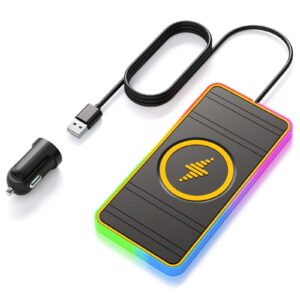 wireless car charger, lansemku wireless car charging pad non slip car wireless phone charging mat fit for iphone 14 13 12 11 pro max xs, samsung galaxy s23 ultra s22 s21 s20, s10+ s9+ note 9, etc