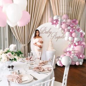 Light Pink Balloons Garland Arch Kit - White and Rose Gold Balloons Set for boho baby shower decorations,Valentine Wedding, Birthday, Graduation, Anniversary Party