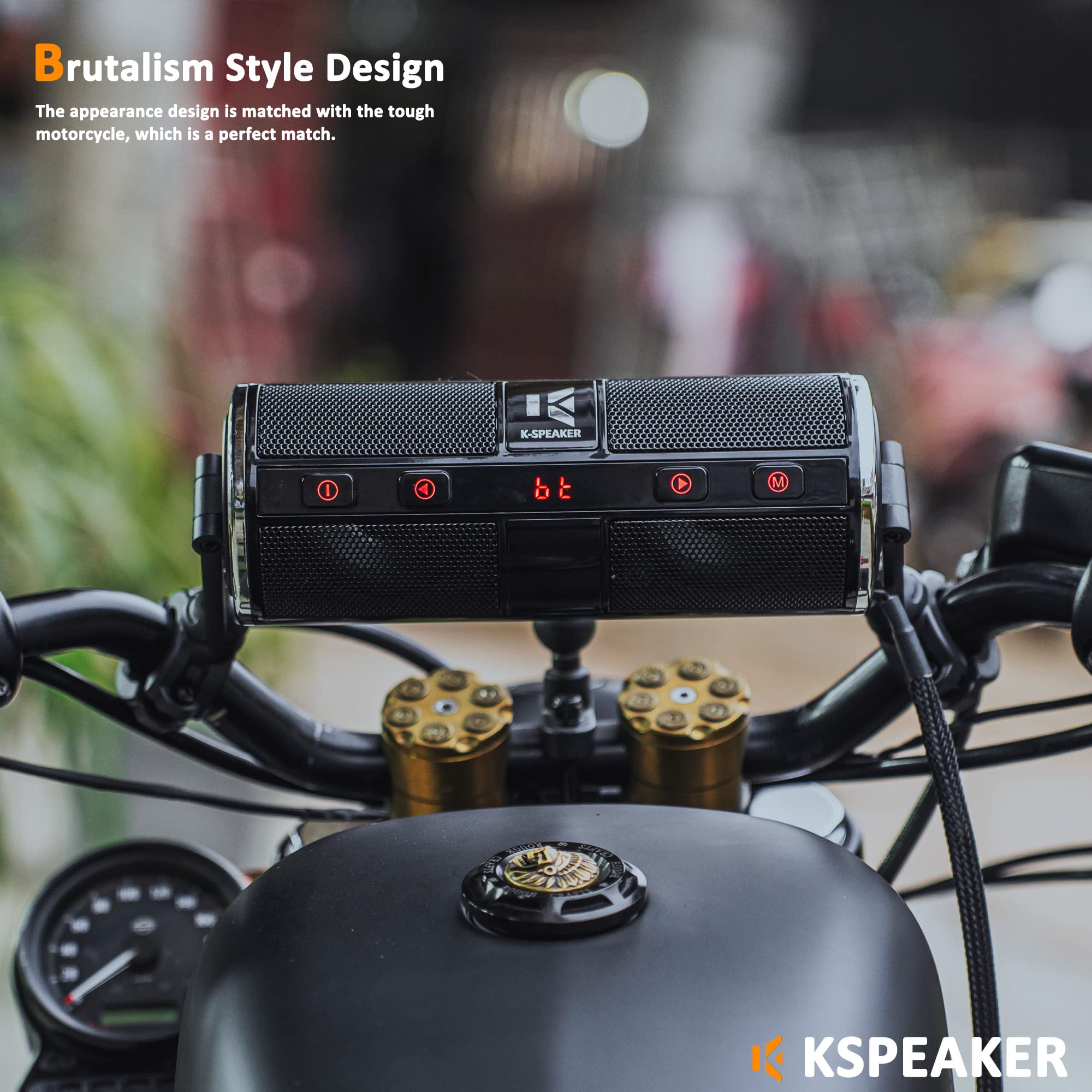 KSPEAKER Motorcycle Speakers Bluetooth Waterproof Radio Audio System Built-in Amplifier, 3 Inch Metal Mp3 Player, Great for ATV, Scooter Bike,12 Volt Vehicle, K2BL