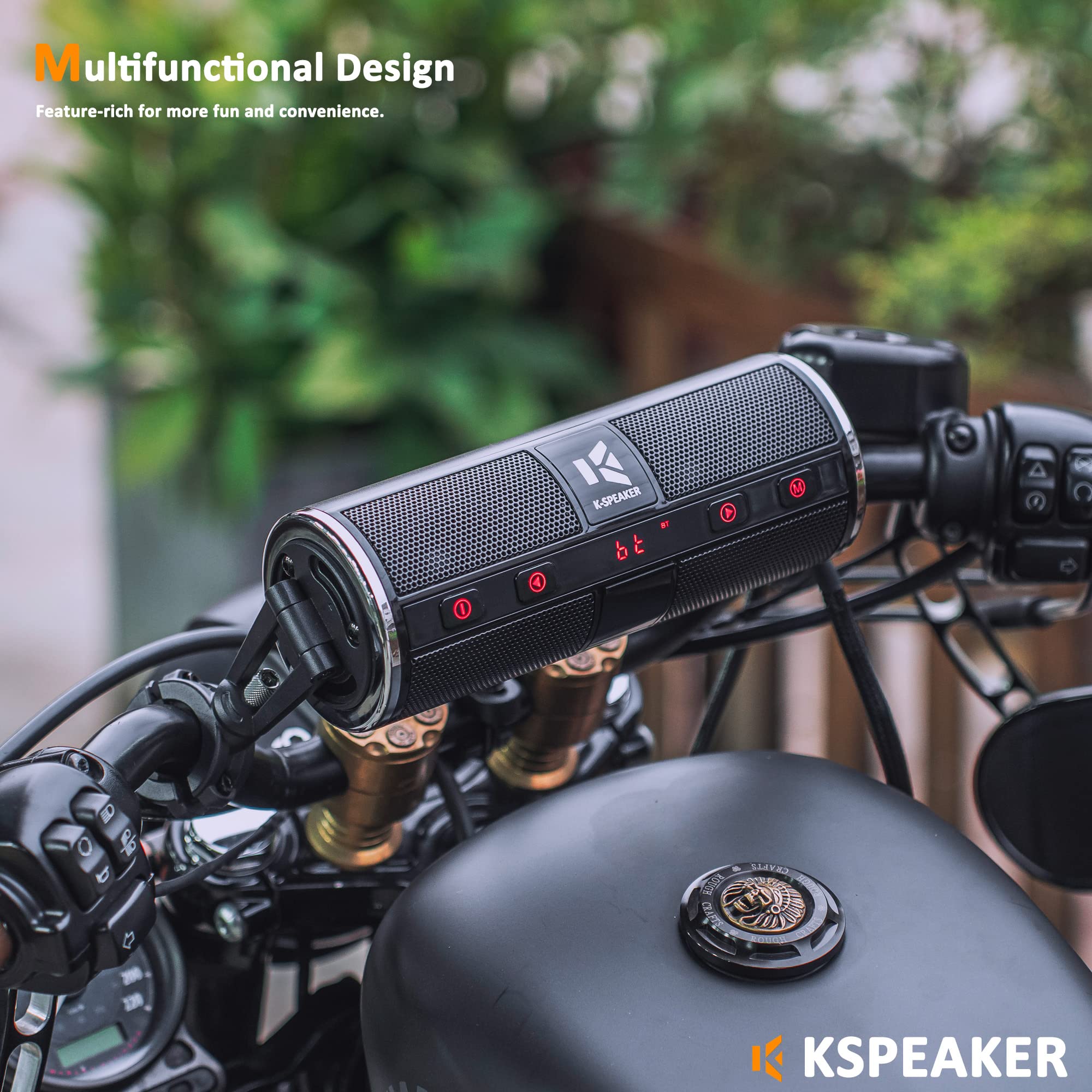 KSPEAKER Motorcycle Speakers Bluetooth Waterproof Radio Audio System Built-in Amplifier, 3 Inch Metal Mp3 Player, Great for ATV, Scooter Bike,12 Volt Vehicle, K2BL