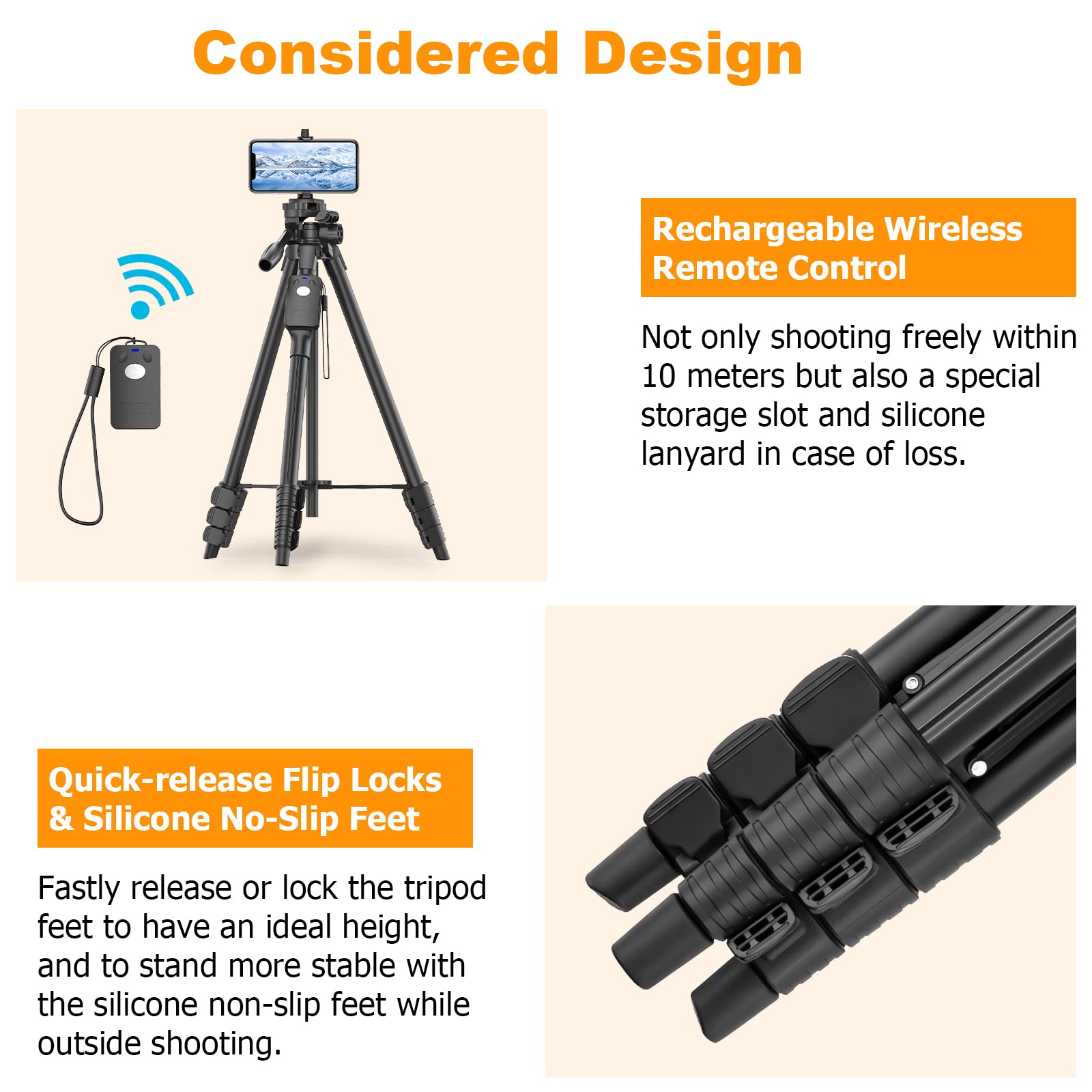 XXZU Tripod Professional Camera Tripods with Quick-Release Plate, 60" Tripod for Camera & Cell Phone Tripod Stand with Remote&Travel Bag, Tripod with Mount for Phone/Camera/Projector/Webcams