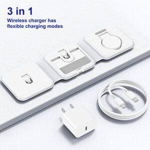 3 in 1 Charging Station for Multiple Apple Devices, iPhone Charger stand, Travel Foldable Wireless Charging Station, Fast Charging for iPhone 14/13/12/11 Pro/Max,iWatch,AirPods 3/2/Pro(Adapter Include