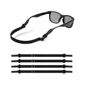 lvvfit kids glasses straps(6.5-10inch)-adjustable glasses strap sports sunglasses eyeglasses holder straps for toddler and kids-eyewear retainers for boys and girls age 3-12 years (4pcs black)