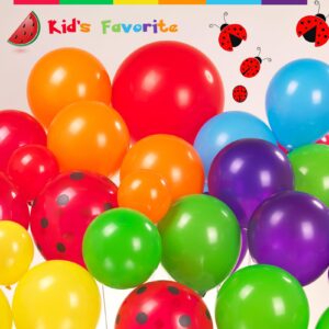 Rainbow Balloon Garland Arch Kit 140pcs Assorted Colors with Watermelon School bus Sun and Cloud Mylar balloons for Watermelon Birthday Party back to school Decorations