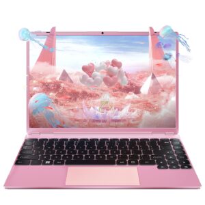 nmybwo win 11 pro 14.1" pink laptop 8gb ddr4 ram 256gb ssd celeron j4105 cpu 4-core(up to 2.5ghz)/1920 x 1080 ips fhd display/high-performance ultra-thin portable computer (8gb+256gb)