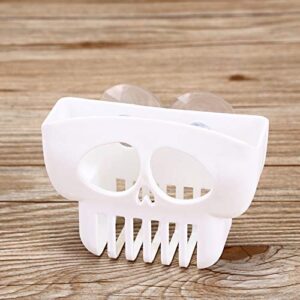 jiaweiiy creative skull shape sponge holder drain rack for kitchen sink suction cup plastic brush caddy storage box shelf liquid drainer (b)