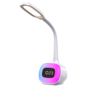wilit led desk lamp, nightstand lamp with sunrise simulation alarm clock, 8 natural sounds, 3 level dimmable touch lamp, rgb color changing night light, study lamp for kids/girls/boys