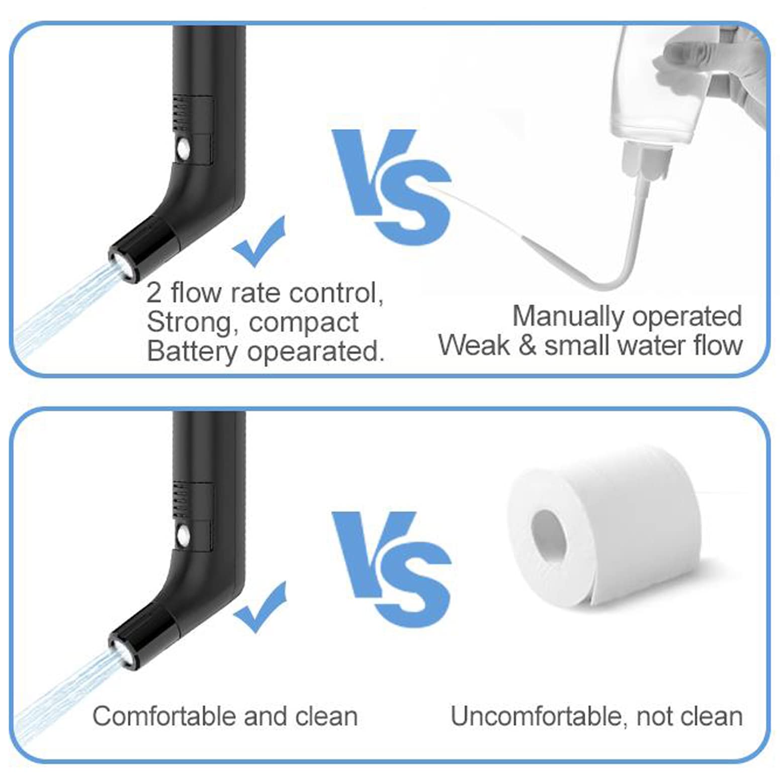 COSWE Portable Travel Bidet Electric Rechargeable Handheld Personal Bidet Sprayer for Hygiene Cleaning for Toilet with 2.3 liters Water container (Black), LIUW_JP2201