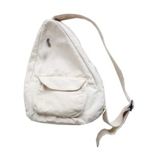 canvas sling bag backpack, crossbody shoulder chest bag with adjustable strap for men women travel hiking (white)