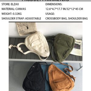 Canvas Sling Bag Backpack, Crossbody Shoulder Chest Bag with Adjustable Strap for Men Women Travel Hiking (White)