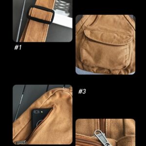 Canvas Sling Bag Backpack, Crossbody Shoulder Chest Bag with Adjustable Strap for Men Women Travel Hiking (White)