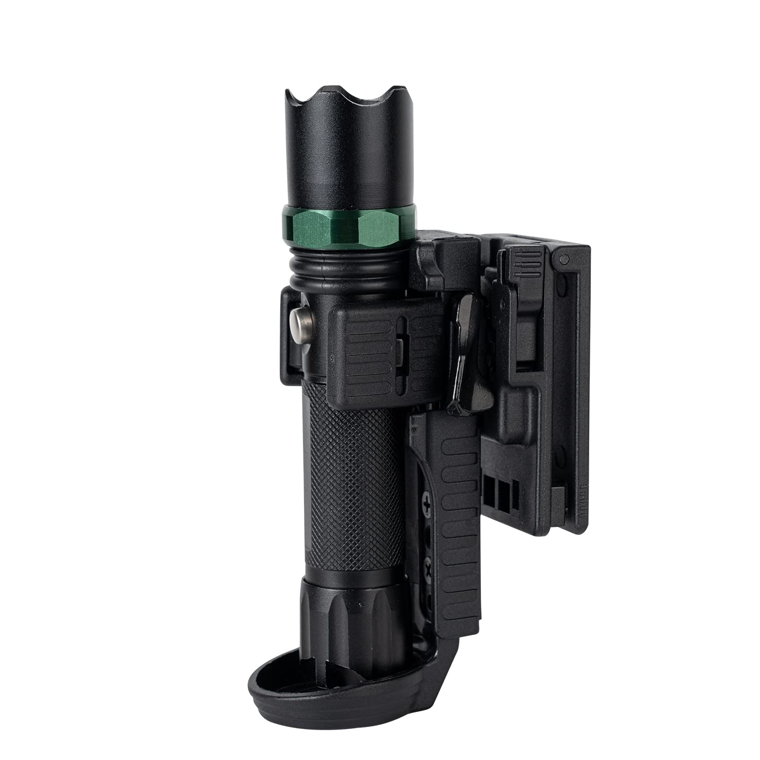 TACNEX Quick Release Flashlight Holder w/Duty Belt Clip Tactical Torch Holster Carrier Rotatable Light Carry Case Stand fit 1"-1.25" Diameter Flashlight for Police Leo Security Military Work Patrol