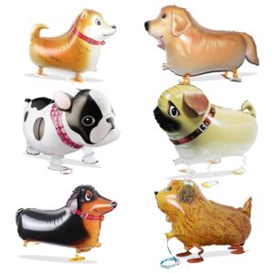 6 pcs walking animal balloons - foil dog balloon for kids, puppy dogs balloons air walkers, animal theme birthday party decorations…