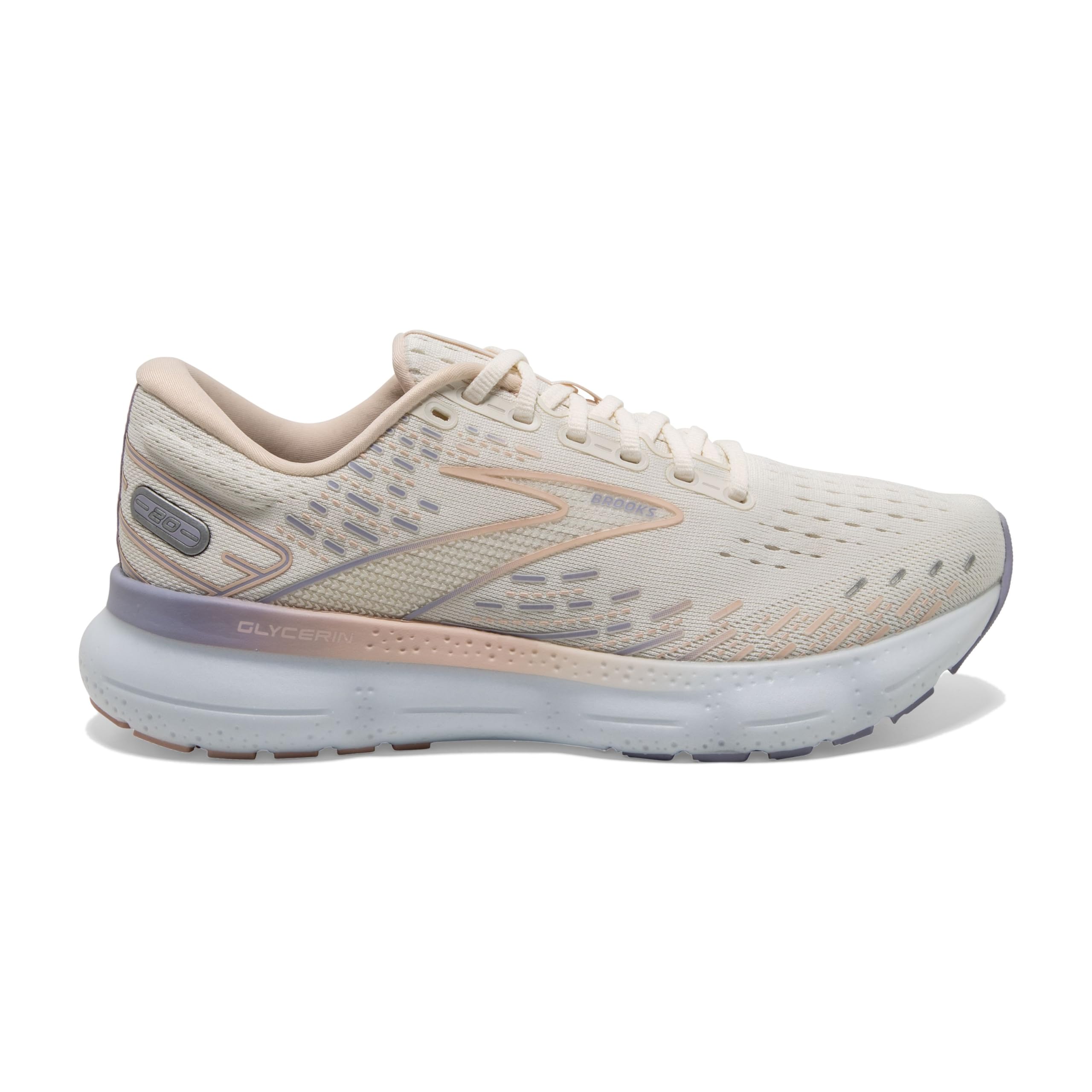 Brooks Women's Glycerin 20 Neutral Running Shoe - Snow White/Blush/Cosmic Sky - 6.5 Medium