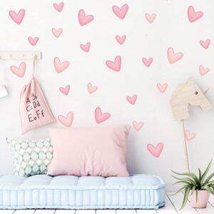 80pcs Pink Heart Shape Wall Stickers for Bedroom Living Room Girls Room Decoration Kids Room Baby Nursery Room Wall Decals Interior Wallpaper PVC Murals