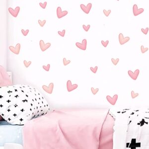 80pcs Pink Heart Shape Wall Stickers for Bedroom Living Room Girls Room Decoration Kids Room Baby Nursery Room Wall Decals Interior Wallpaper PVC Murals