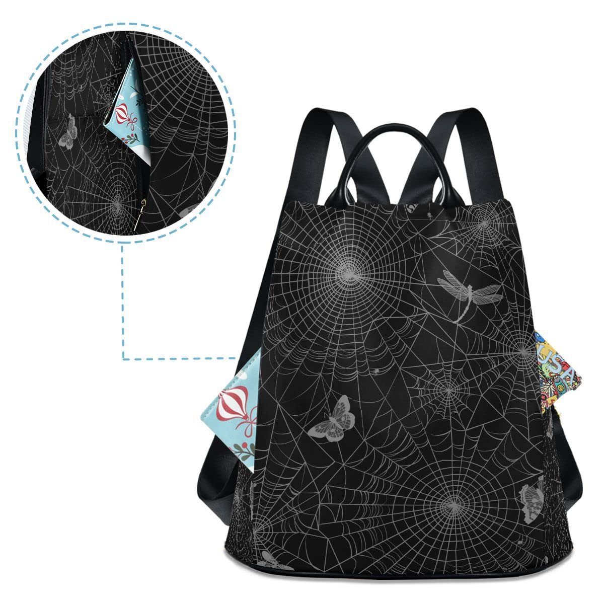 ALAZA Spiderweb Butterfly Dragonfly Women Backpack Anti Theft Back Pack Shoulder Fashion Bag Purse