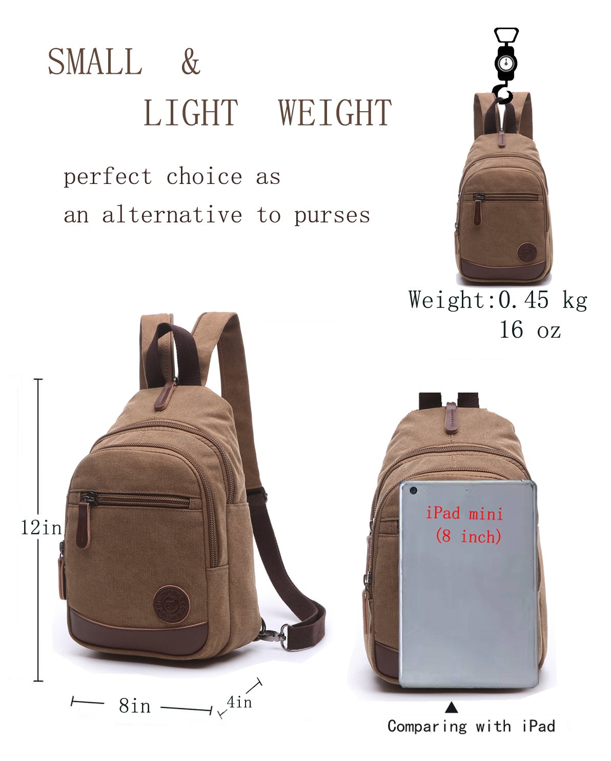 UISKOOPW Sling Bag Small Crossbody Backpack Casual Daypack for Women Men